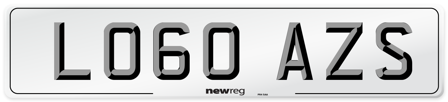 LO60 AZS Number Plate from New Reg